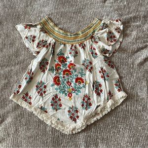 Altar'd State Floral Embroidered Blouse - White and Red